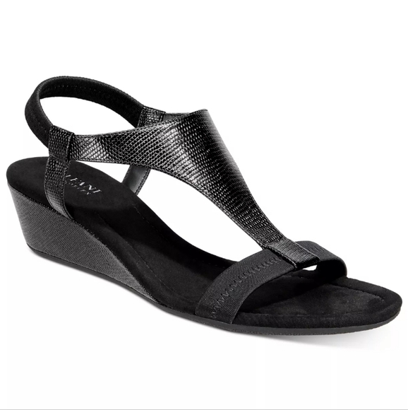 Alfani Shoes - Alfani Step 'N Flex Vacanzaa Wedge Sandals Black -10.5